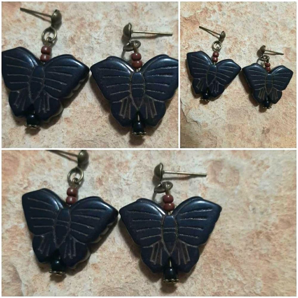 Black butterfly earrings